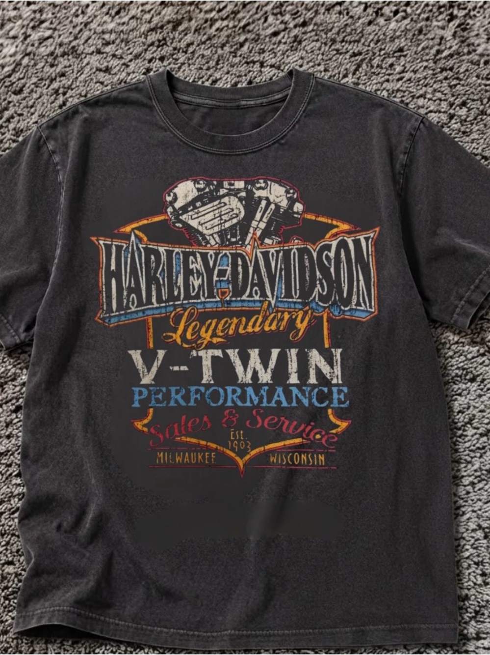 Harley-Davidson Men's Black V-Twin Performance Graphic Tee